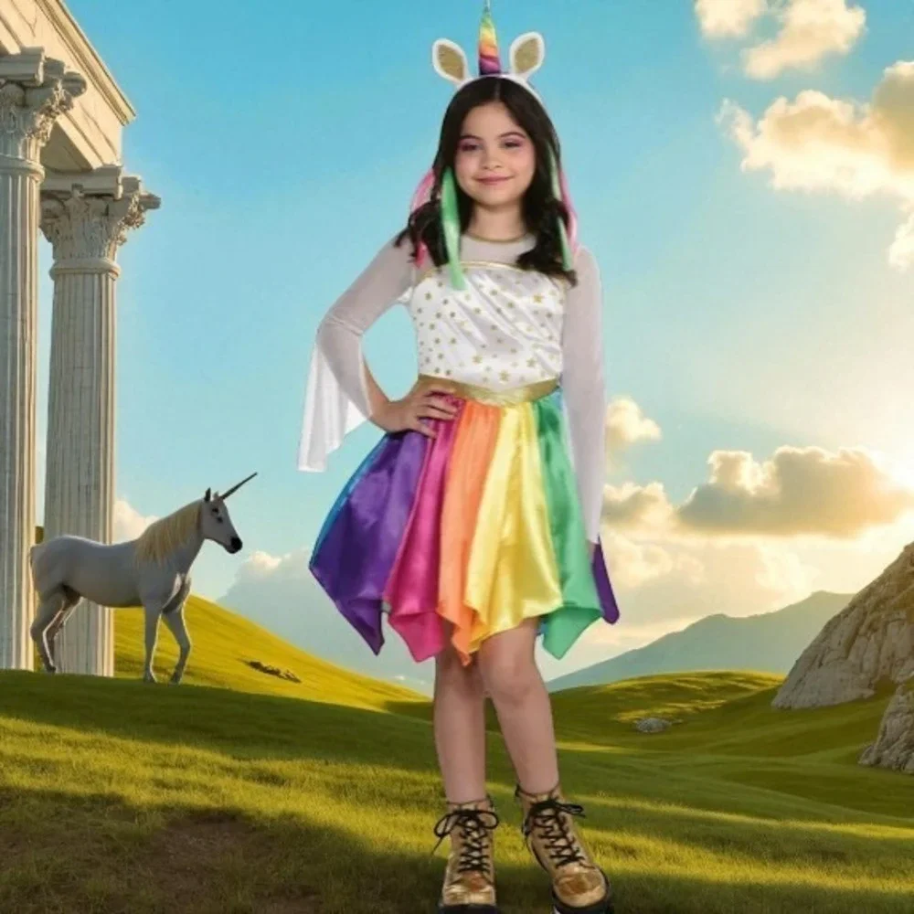 Rainbow Unicorn New in Package 2-Piece Set Halloween Costume‎ Girls Size L 12-14